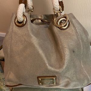 Michael Kors metallic gold linen purse
